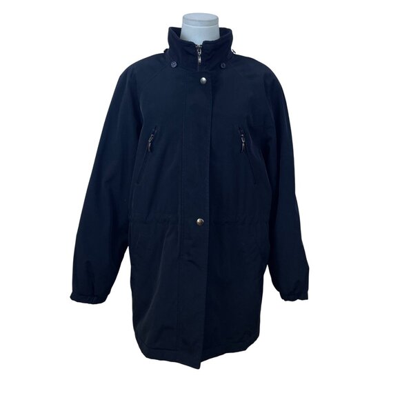 Liz Claiborne Women’s Black Zip-Up Jacket With High Collar Snap Details Size M - Picture 1 of 10